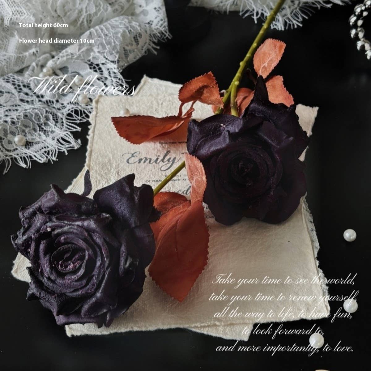 Vintage Faux Wilted Rose Bouquet With Ink Stains_Cwmm6513