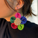 HANDMADE LARGE FLORAL EARRINGS COLORFUL DESIGN_CWMM6270