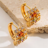 COLORFUL CZ HOLLOW HOOP EARRINGS GOLD PLATED BRASS_CWMM8513