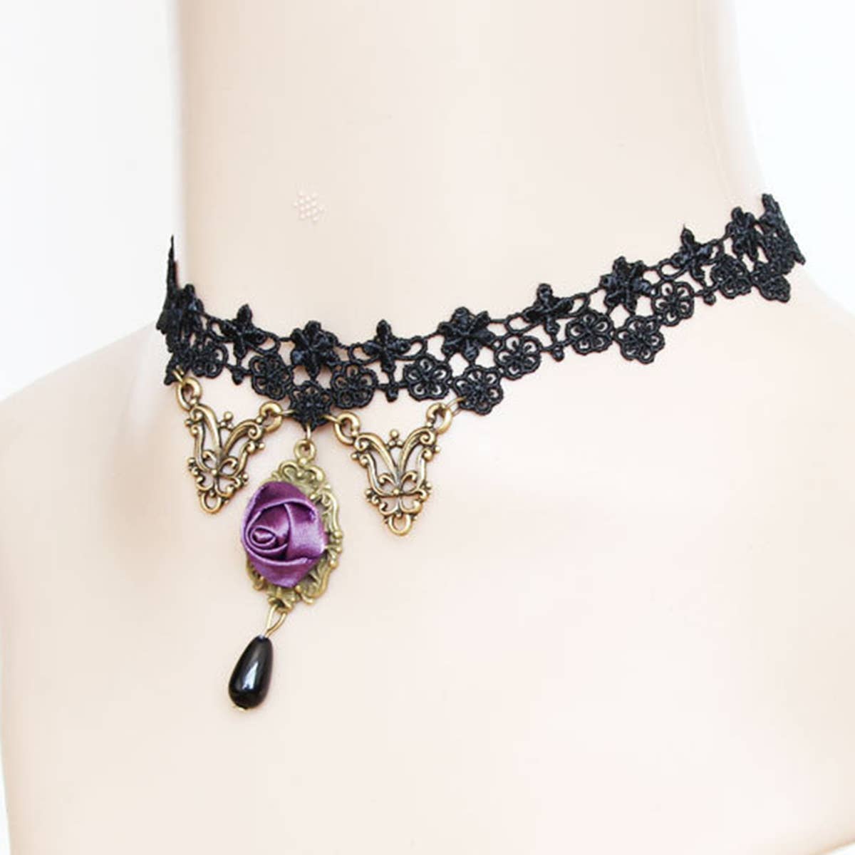 HALLOWEEN LACE NECKLACE NECK CHAIN SHORT NECKLACE_CWMM0161