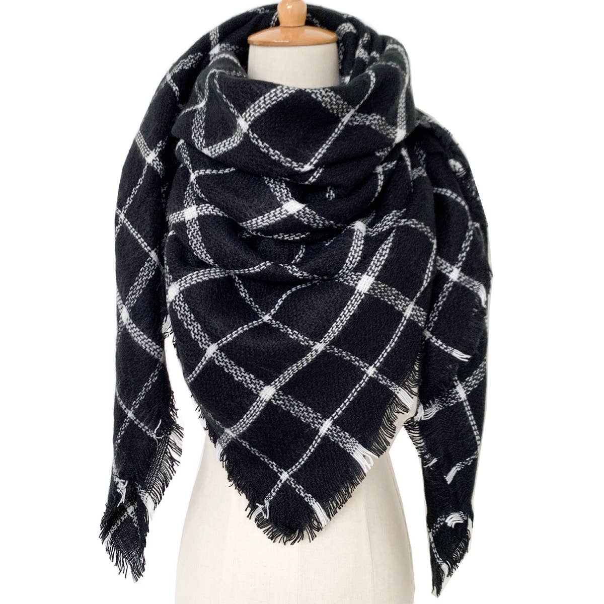 SOFT CHUNKY CHECKED GIANT SCARVES SHAWL CAPE_CWASC0107