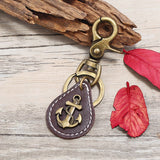 Vintage Mens Bronze Alloy Cowhide Keychain_Cwmm4780