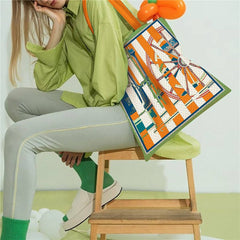 COLORBLOCK CARRIAGE CANVAS TOTE FOR WOMEN_CWAB5130