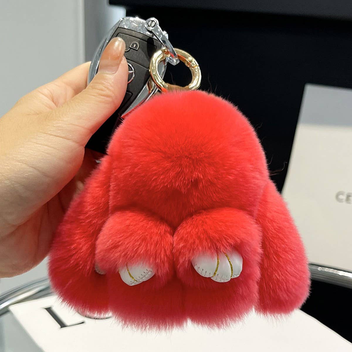 NEW MINI CUTE PLUSH BUNNY CAR KEYCHAIN PENDANT_CWMM2448