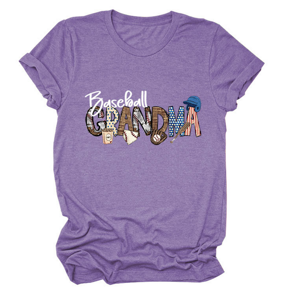 CASUAL CREW NECK TEE BASEBALL GRANDMA SHIRT_CWTTSL0496