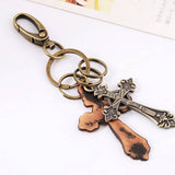 PUNK RETRO CROSS LEATHER PENDANT KEYCHAIN_CWMM4715