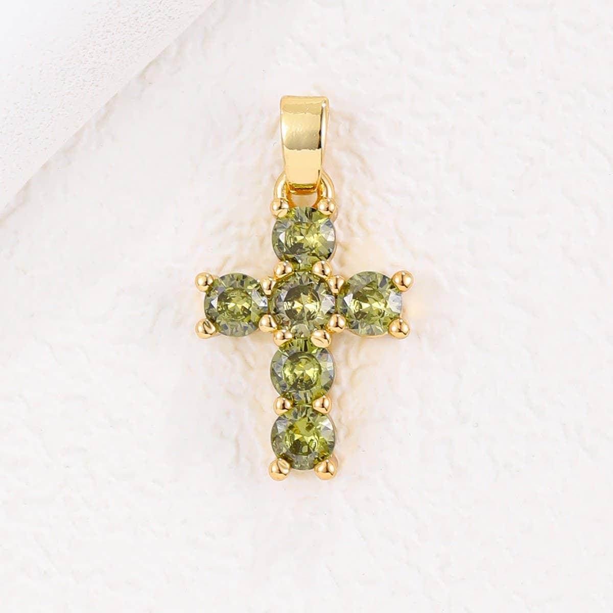 COLORFUL ZIRCON DECEMBER CROSS PENDANT NECKLACE_CWMM5872