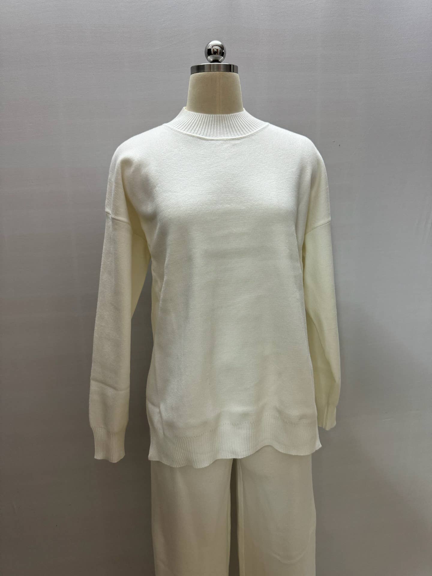 Turtleneck Wide-Leg Pants Solid Color Suit