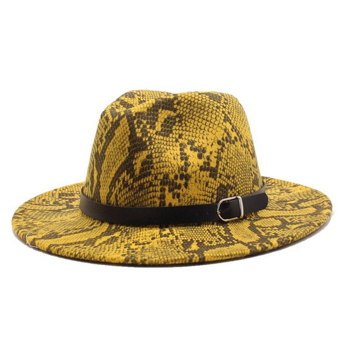 Wool Hat Snake Pattern Flat Brim Felt Hat Jazz Hat_Cwah2589
