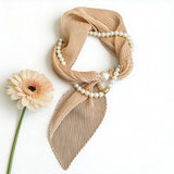 Ivory Crinkle Pearl Magnetic Silk Scarf_Cwasc03937