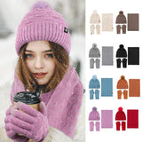 Winter Outdoor Warm Knitted Scarf Three-Piece Set_Cwmm2786