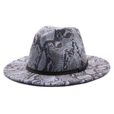 SNAKE PATTERN WOOLEN HAT WITH WIDE BRIM JAZZ HAT_CWAH2595