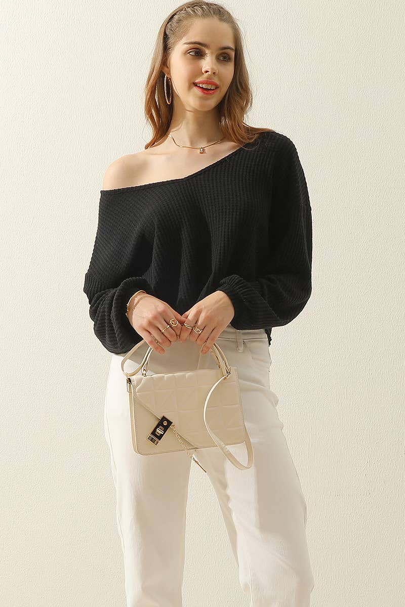 Women V Neck Loose Long Sleeve Blouse_Cwttl1430