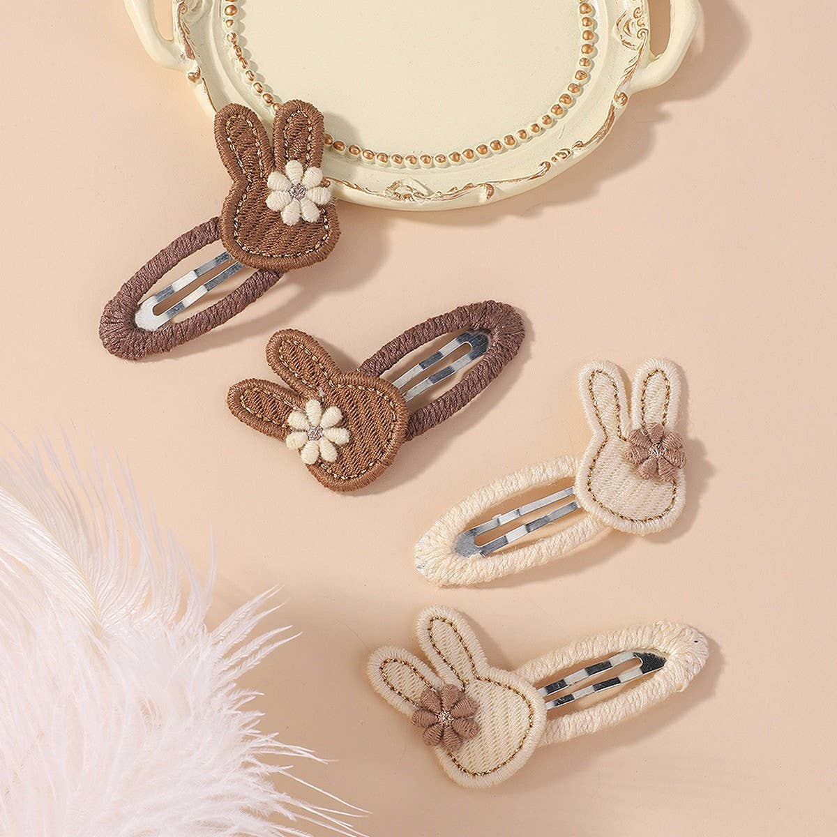 FRESH BUNNY FLOWER HAIR CLIP SET FOR GIRLS_CWAHA6722