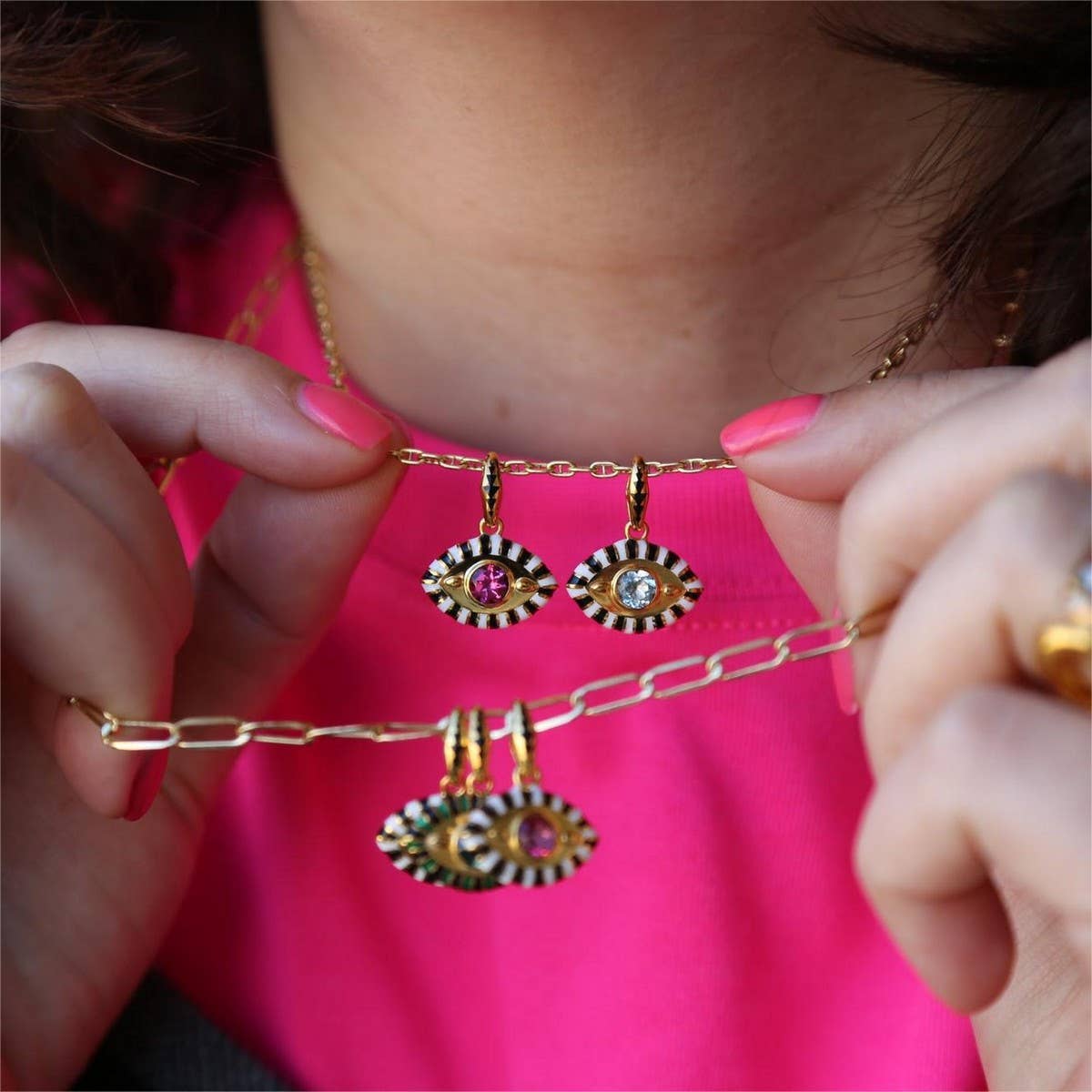 Ins Style Colorful Evil Eye Pendant Necklace_Cwaje05672