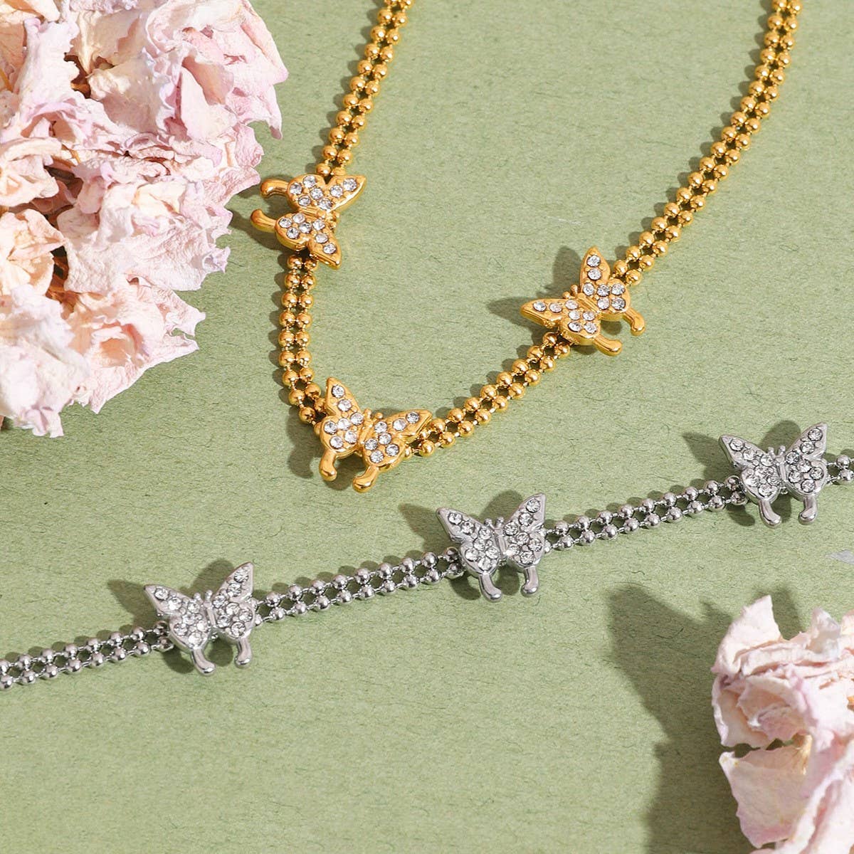 LUXURY 18K GOLD WHITE ZIRCON BUTTERFLY BRACELET_CWAJE4832