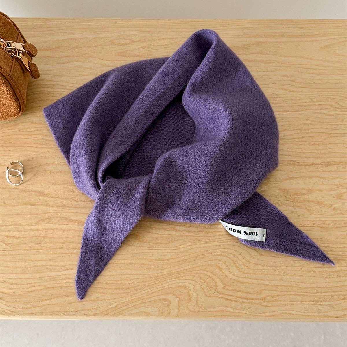 100% Wool Triangle Scarf Warm Knit Shawl_Cwov00262