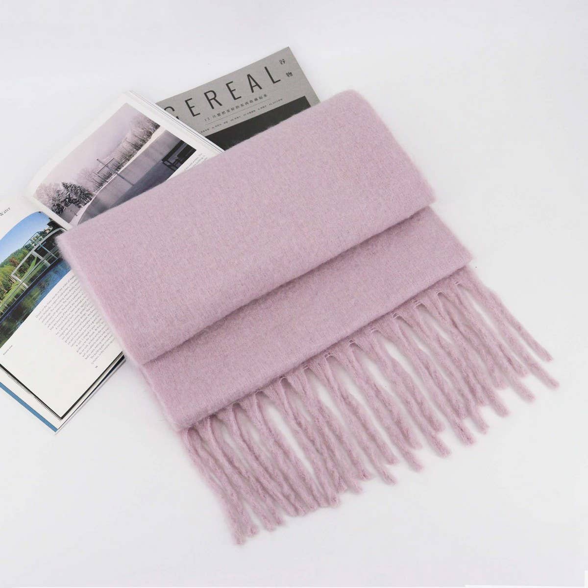 THICK MOHAIR SCARF WINTER TASSEL WRAP FOR WOMEN_CWASC1099