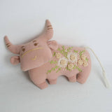 HAND EMBROIDERED ROSE BUFFALO PLUSH CHARM_CWMM6022
