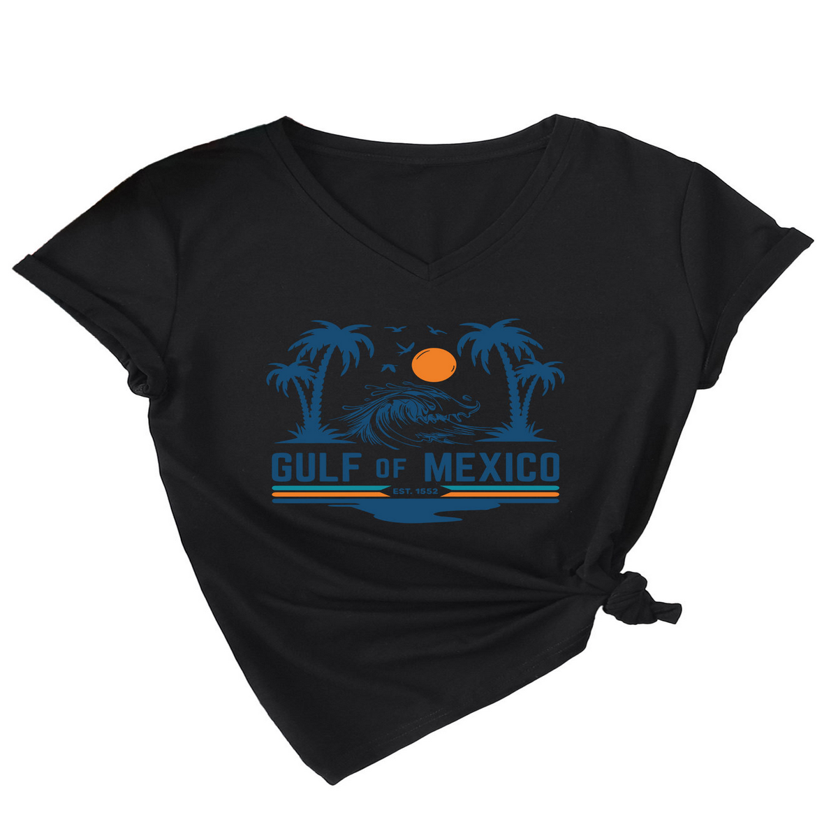 SLIM V NECK T SHIRT GULF OF MEXICO EST PRINT_CWTTS1538
