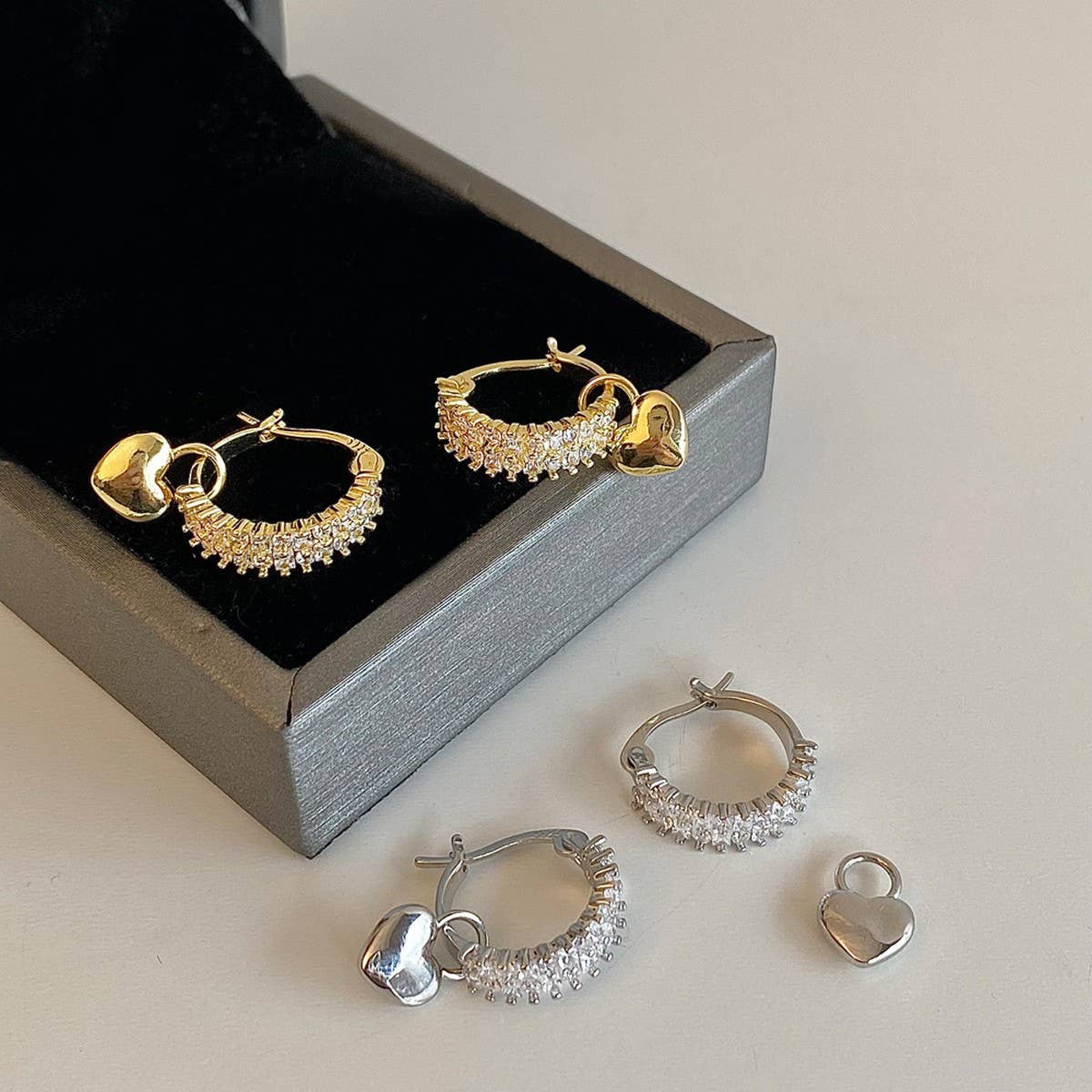 Valentines Day Zircon Heart Earrings For Women