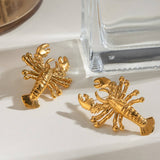 18K GOLD TITANIUM STAINLESS STEEL LOBSTER EARRINGS_CWASC1676