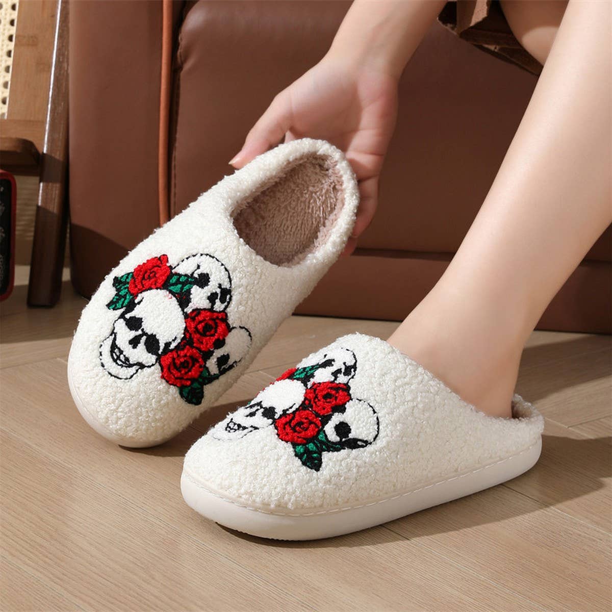 HALLOWEEN CARTOON SKULL PATTERN COTTON SLIPPERS_CWSHS0850