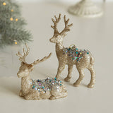 GOLD GLITTER PLASTIC STANDING REINDEER DECOR_CWMM9754