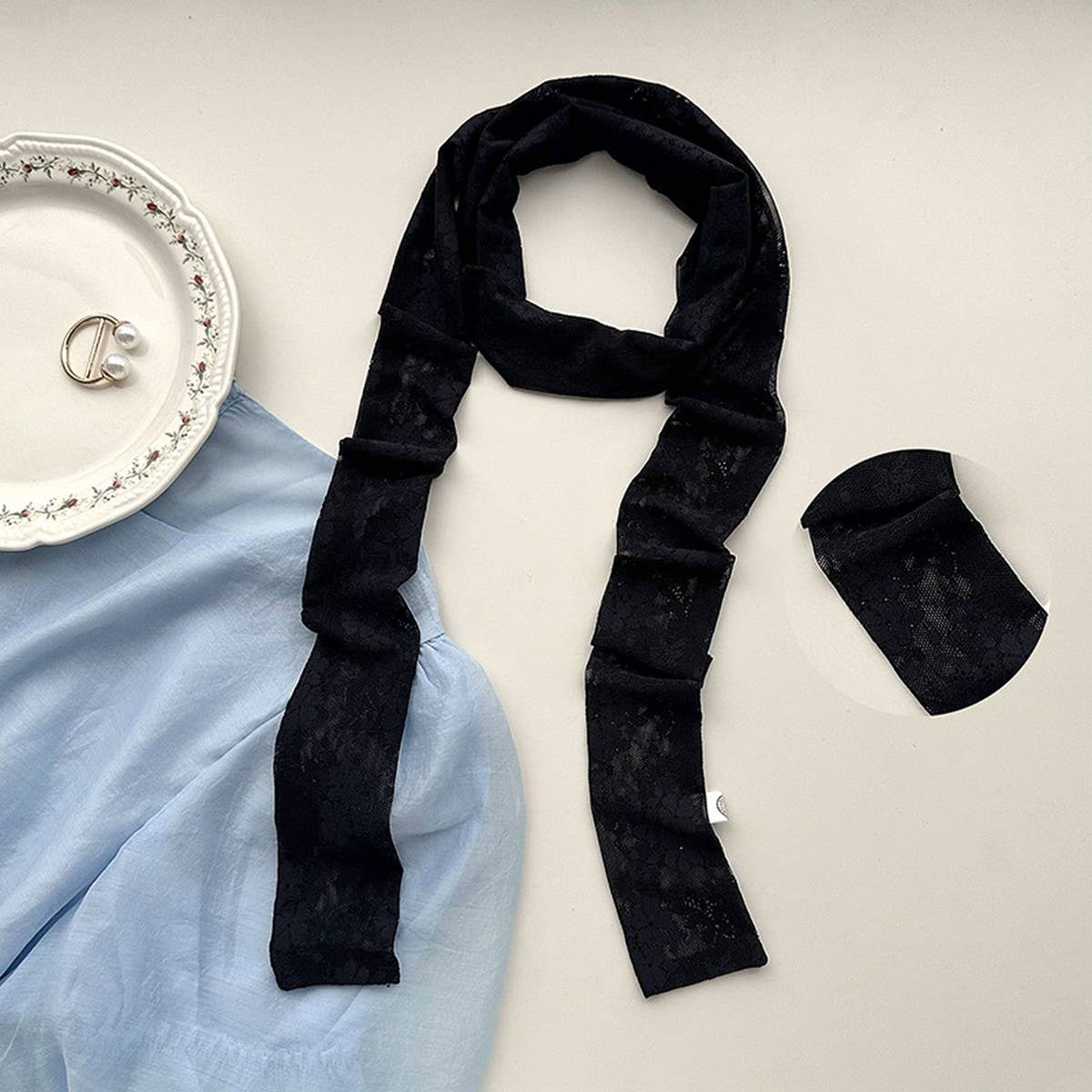 LACE LONG SCARF ELEGANT NECK HAIR TIE FOR WOMEN_CWASC1980