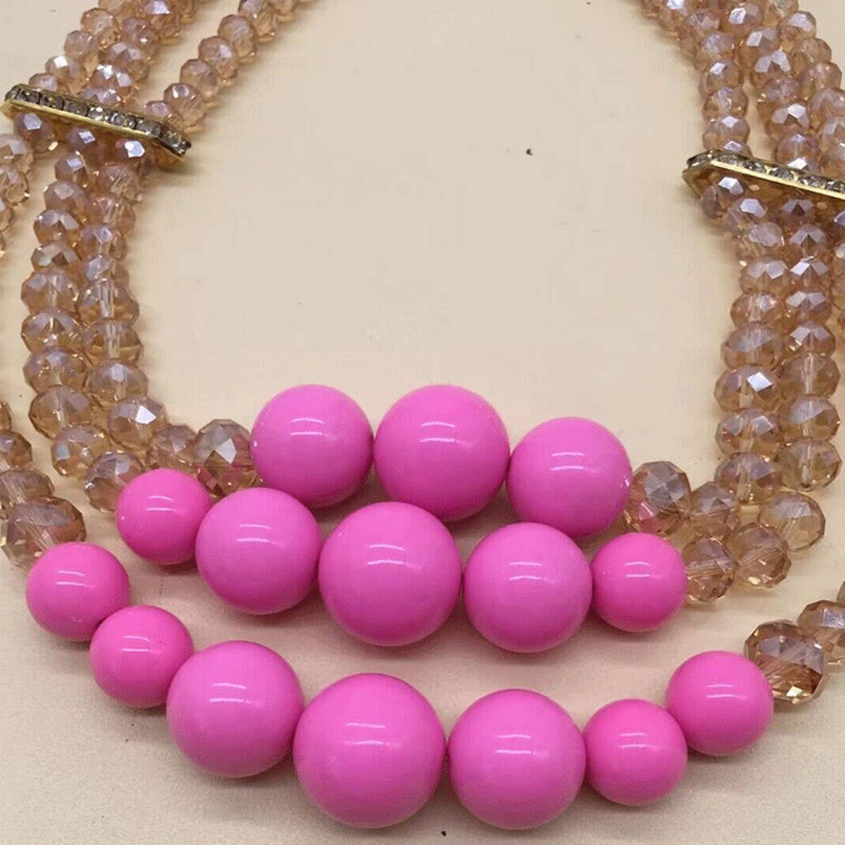 CRYSTAL ACRYLIC COLORFUL BEADS MULTI LAYER NECKLACE_CWMM4908