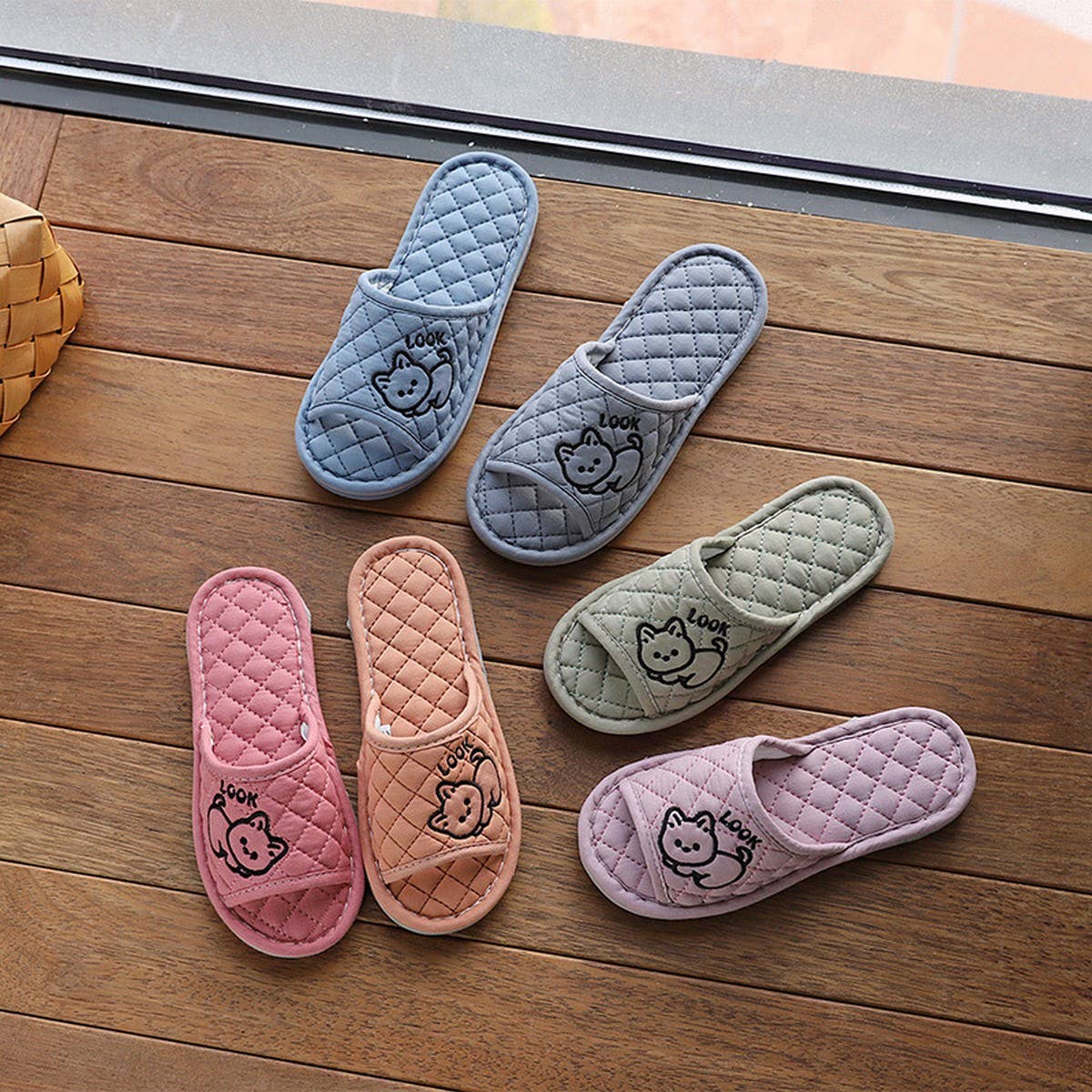 CUTE CAT COTTON HANDMADE THICK SLIPPERS_CWSHF0186