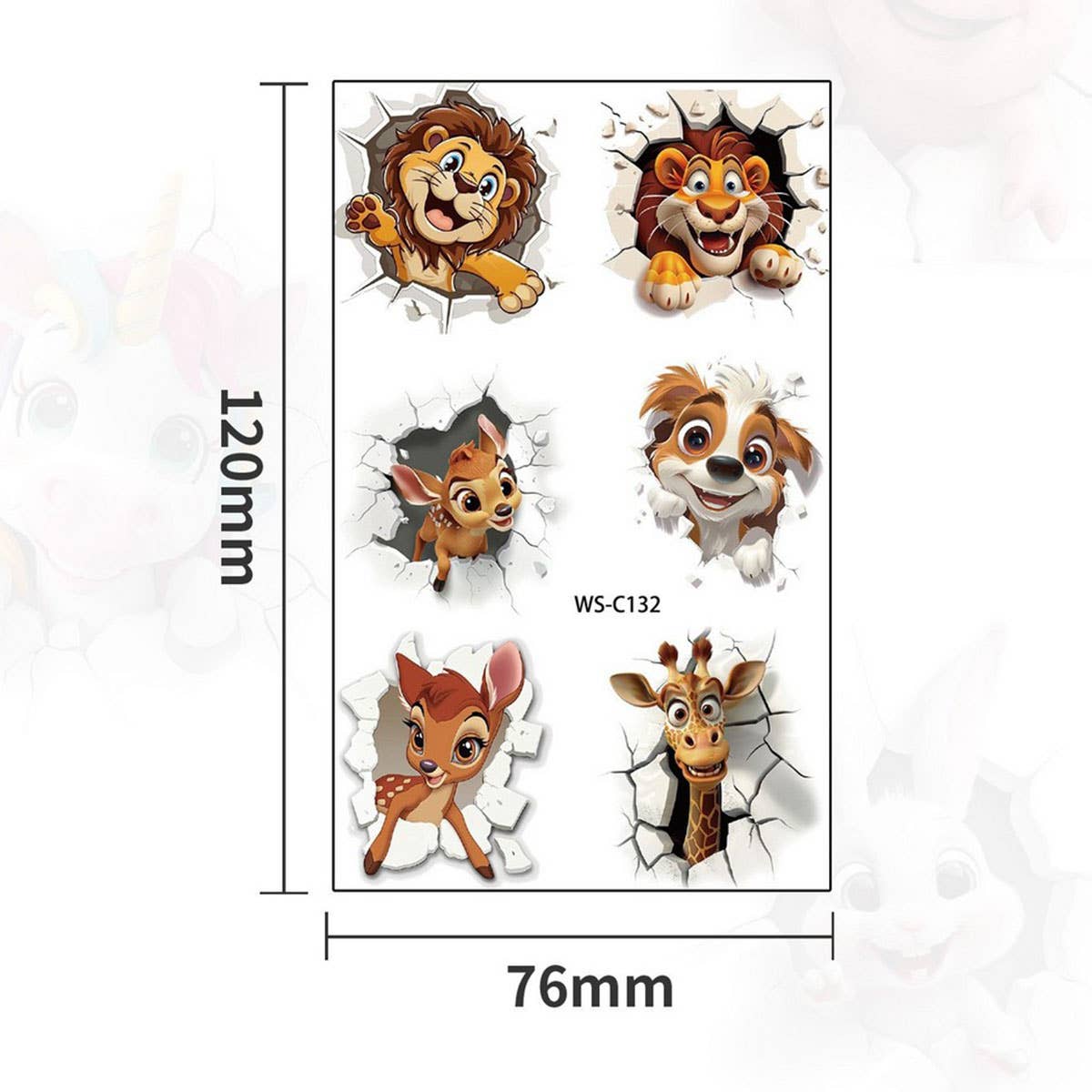 KIDS CARTOON ANIMAL TATTOO STICKERS SET WATERPROOF_CWMM8352