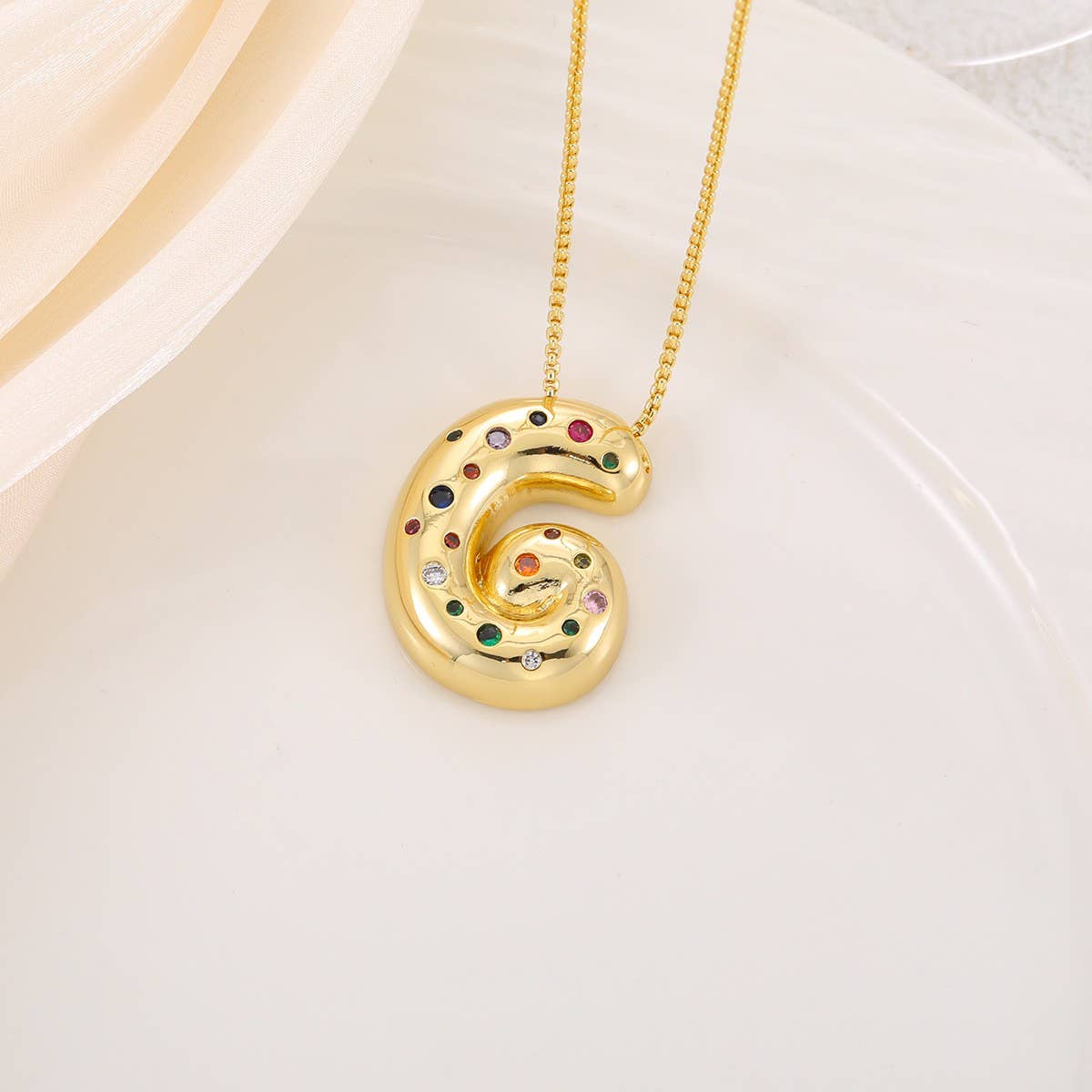 CREATIVE GLOSSY COLORFUL LETTER PENDANT NECKLACE_CWMM5877