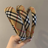 Plaid Headband Wide High Top Slim Face_Cwaha08155