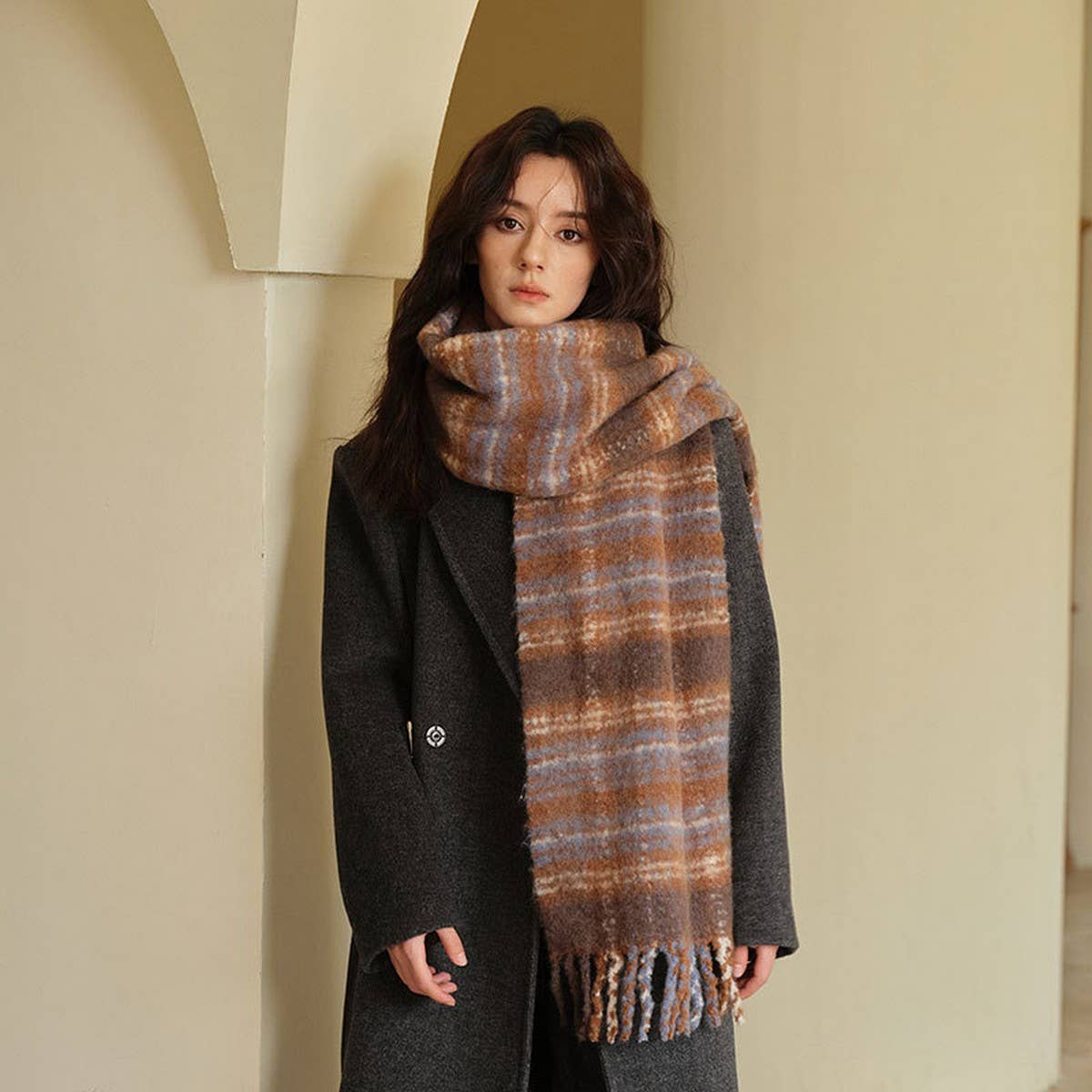 HIGH QUALITY WOOL BLEND PLAID SCARF FOR WOMEN_CWASC2379