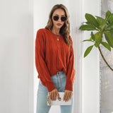 Twist Hollowed Loose Long-Sleeved Sweater