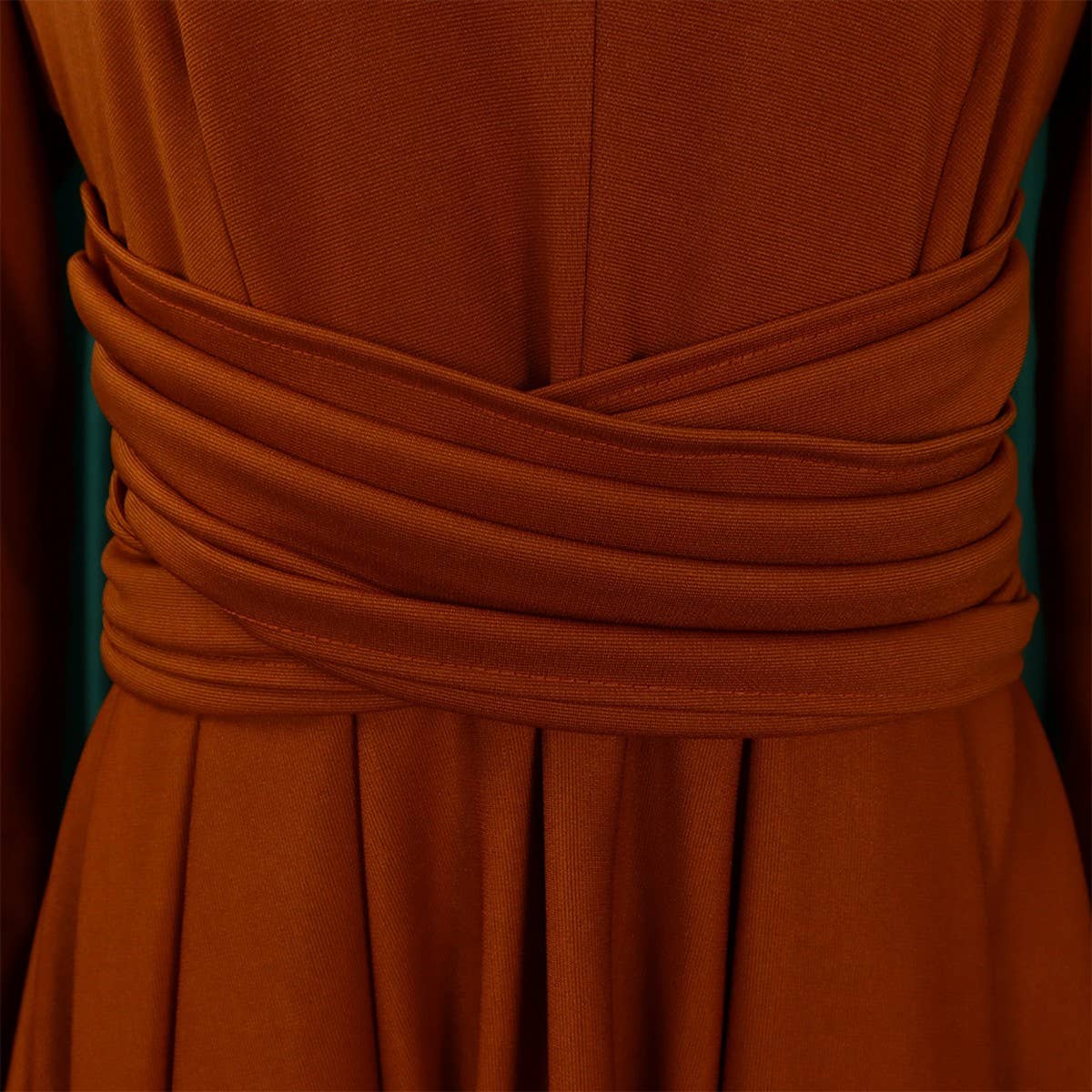 FASHIONABLE PLEATED PLUS SIZE SWING SKIRT DRESS_CWDMD3665