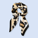 LEOPARD PRINT SATIN SQUARE SCARF HAIR WRAP_CWASC1425