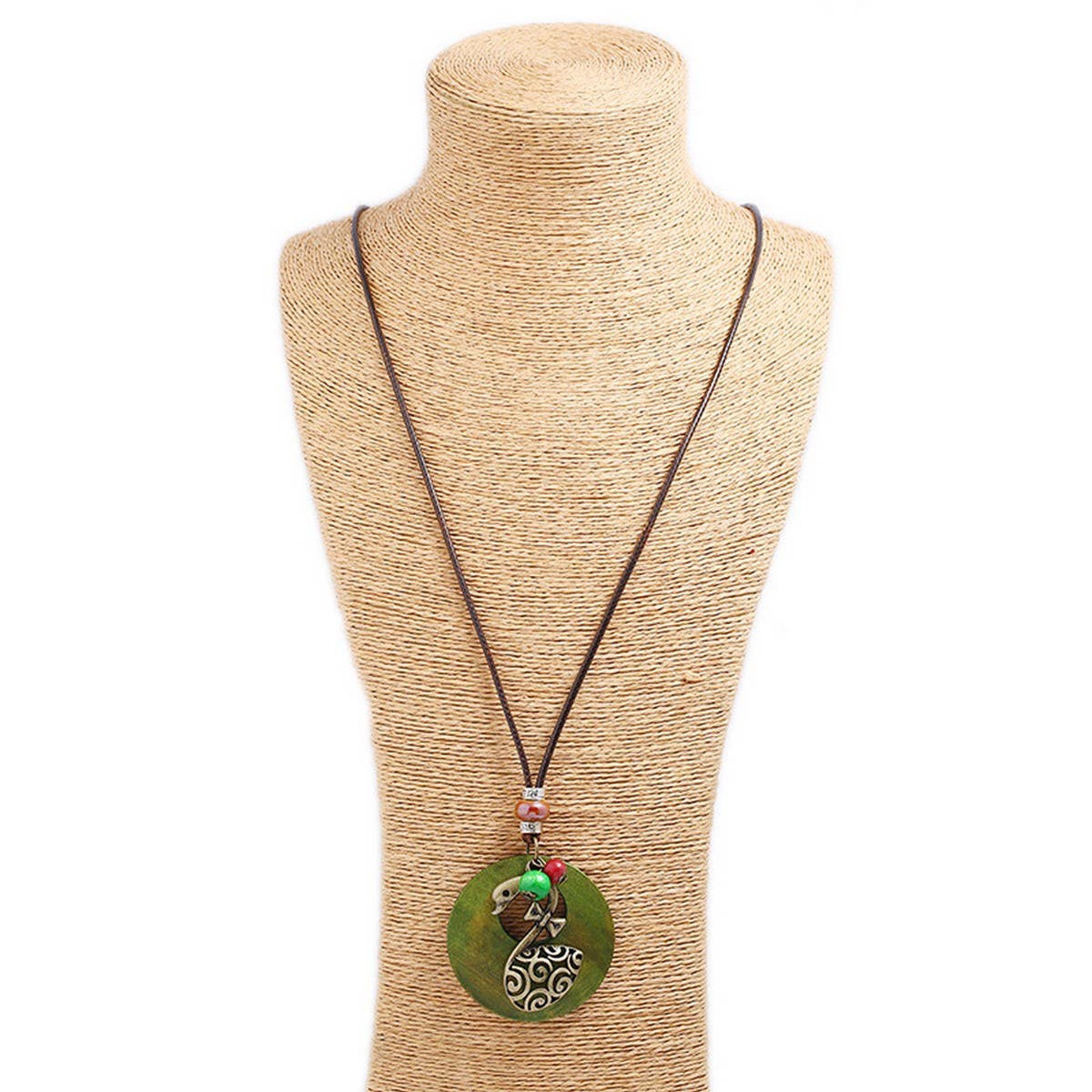 FASHION WAXED ALLOY SWAN LONG NECKLACE_CWMM4618