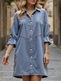 Single-row multi-button denim dress
