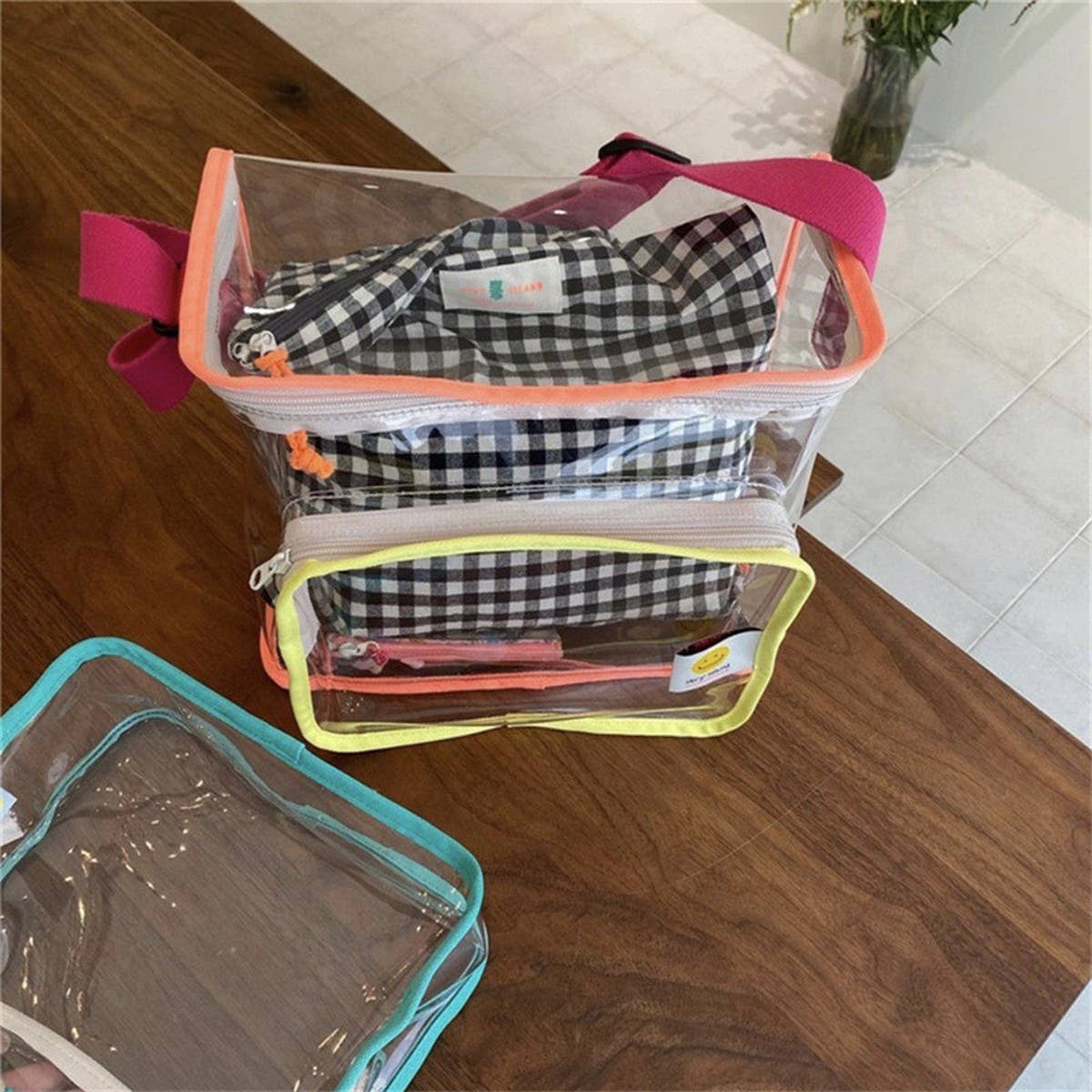 COLOR MATCHING TRANSPARENT BEACH BAG SHOULDER BAG_CWAB1921