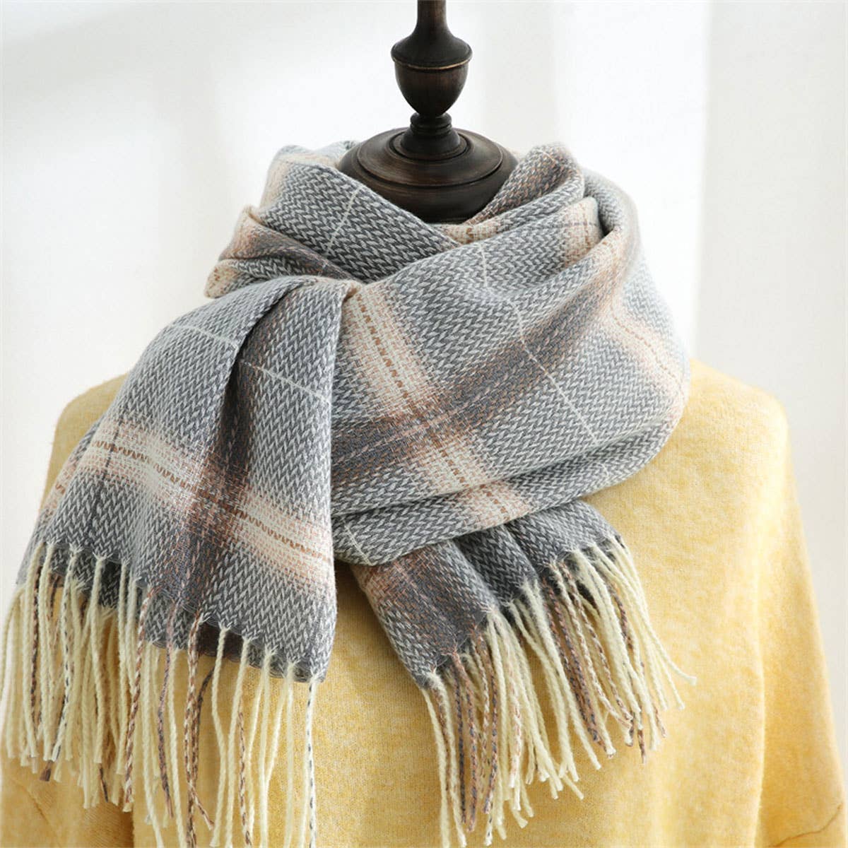 PLAID WINTER SCARF SOFT THICKENED SHAWL FOR WOMEN_CWASC0181