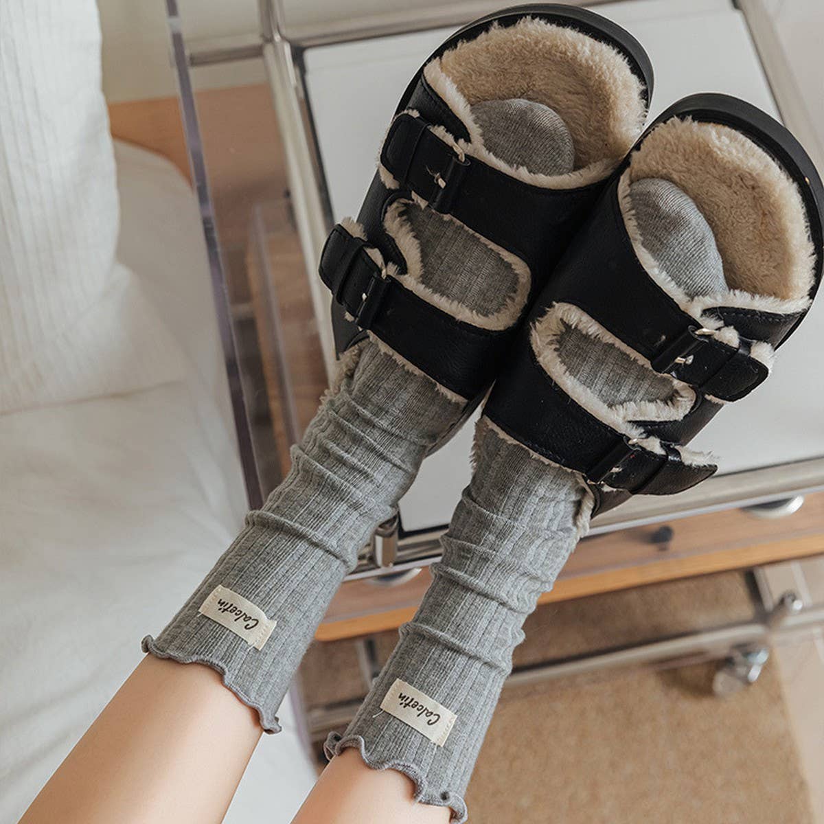 Women  Flower  Ear Edge Long Crew Socks_Cwms0420