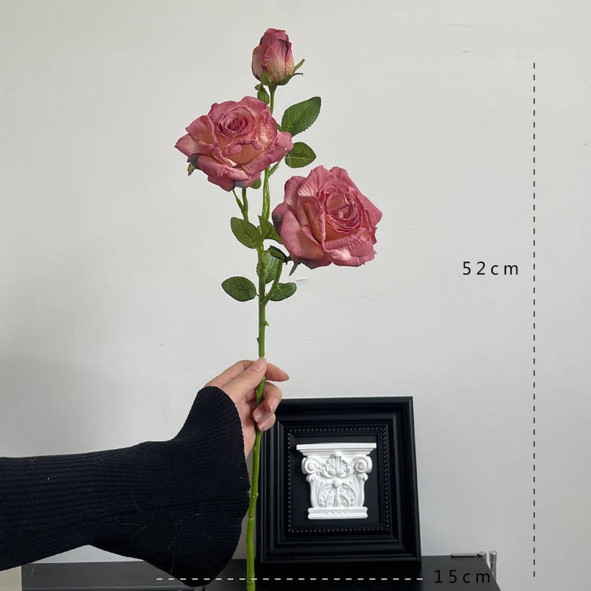 Vintage Dried-Look 3-Head Artificial Roses_Cwmm6464