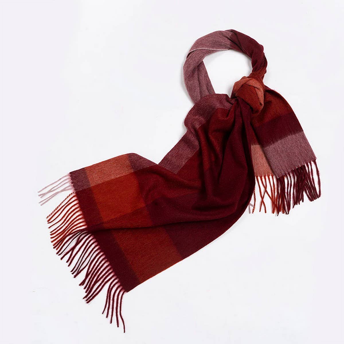 100% WOOL PLAID SCARF SOFT REVERSIBLE WRAP_CWASC2348