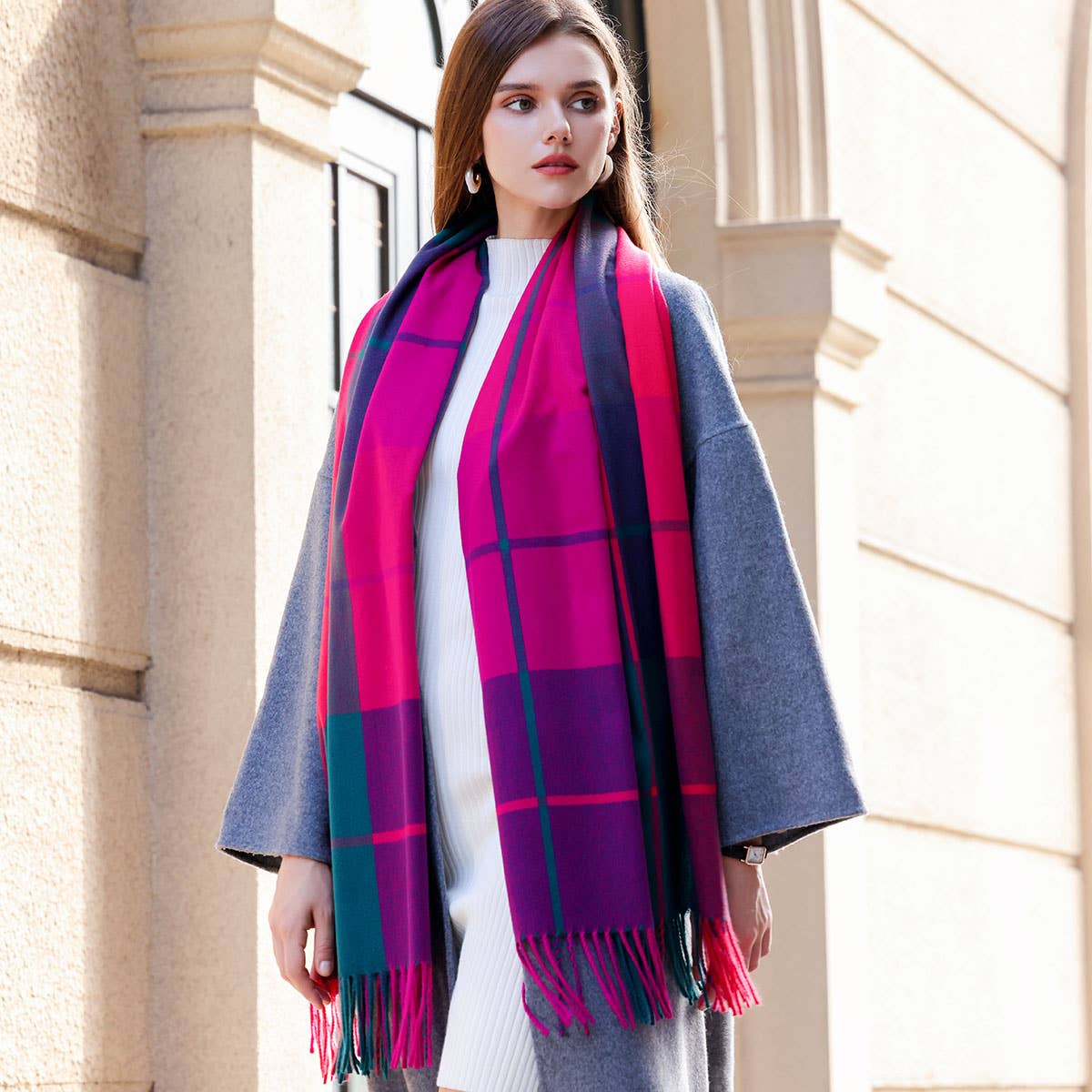 DOPAMINE COLOR MATCHING CASHMERE SCARF WARM_CWASC0220