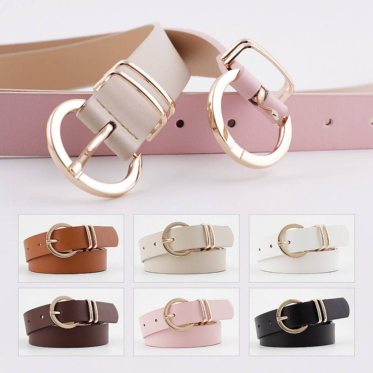 RING HOLE PIN BUCKLE DECORATIVE AMERICAN BELT_CWASC0582