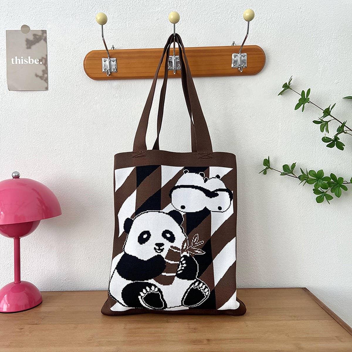 Casual New Style Panda Bag Knitted Handbag_Cwab3222