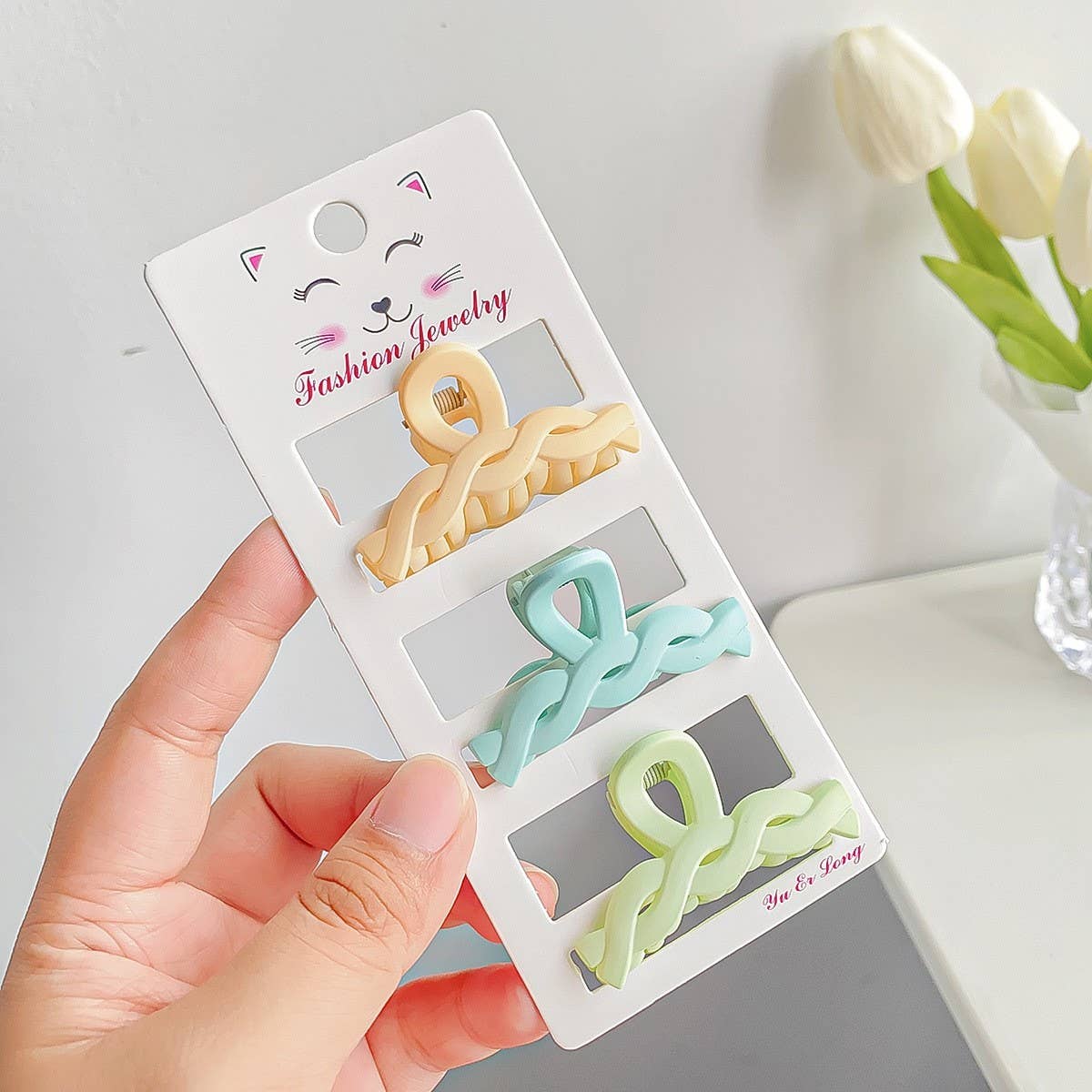 FROSTED SOLID COLOR GRAPHIC MINI HAIR CLIP_CWAHA0724