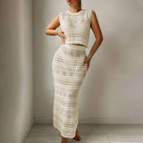 Solid Knit Beach Dress Bikini Cover Up Set